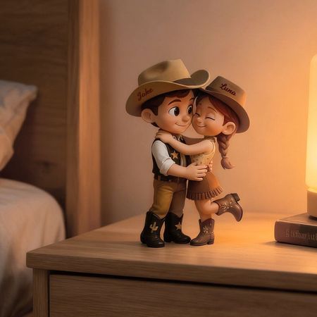 Personalized cowboy couple acrylic figurine – your western romance, captured forever!